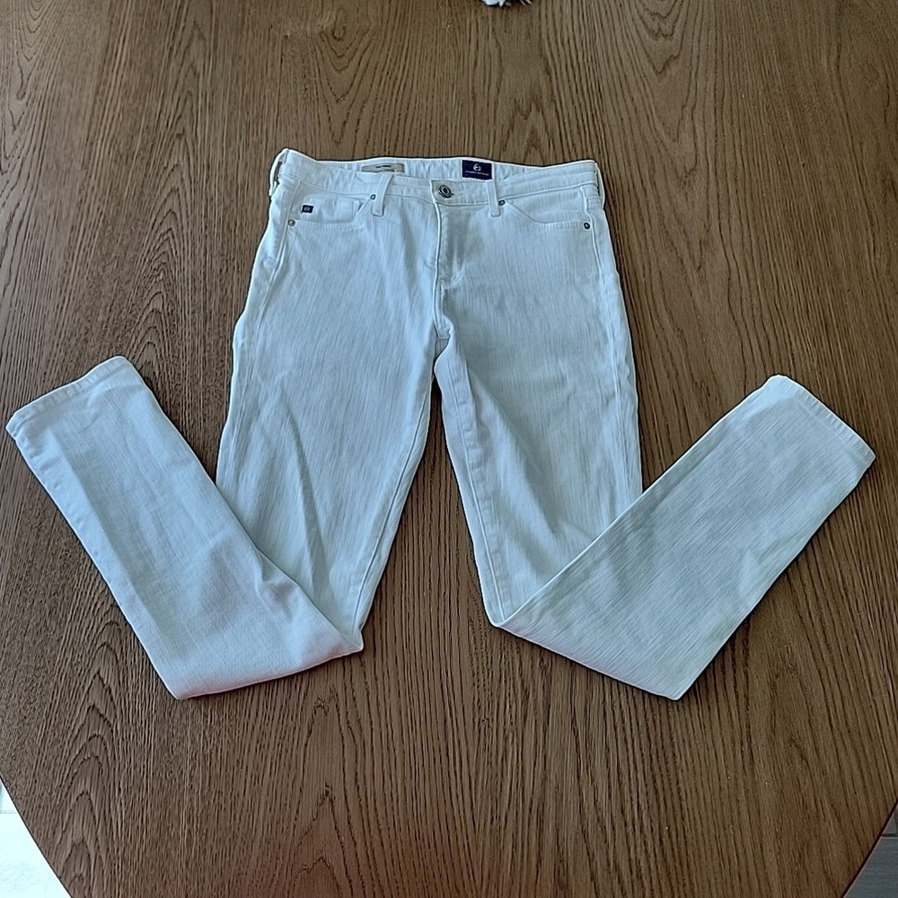 AG‎ Adriano Goldschmied The Prima Mid-Rise Cigarette White Jeans Womens 27R